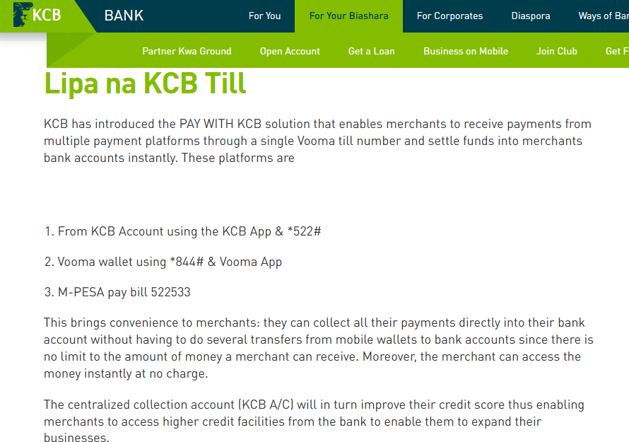 kcb paybill