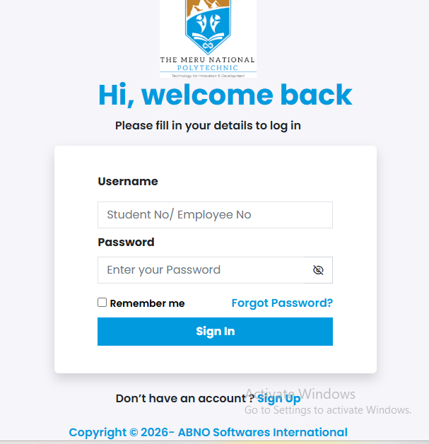 meru national polytechnic student portal